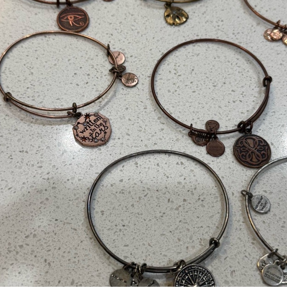 LOT OF 11 Alex and Ani Metal Charm Bangle Bracelets - Gold, Rose Gold, Silver - Picture 4 of 5